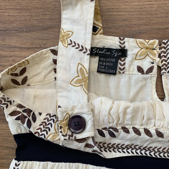 Studio Spa Women's Sz Large Neutral Cream Lightweight Cotton Summer Dress - Picture 4 of 12